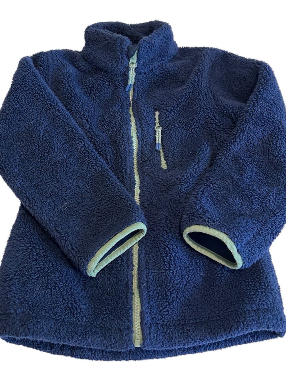 Mini Boden Navy Boys Cosy Windproof Fleece Jacket with Green Accents